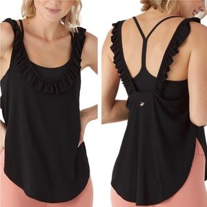 GLYDER NWOT SACRAL TANK TOP IN BLACK RUFFLE SMALL
